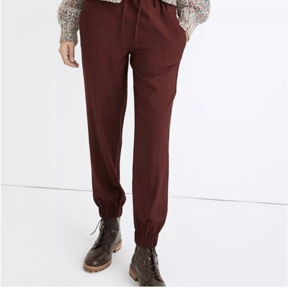 Madewell Drapey Seamed Track Trousers in Merlot Size Large MB287